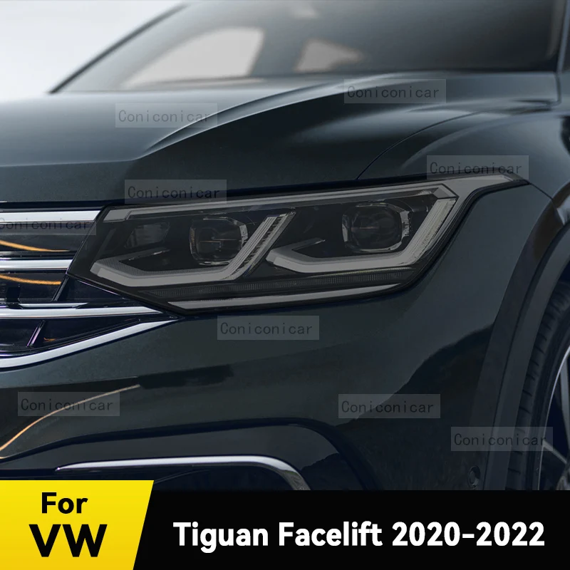 

Car Headlights Protective Film Front Headlamp Cover Smoked Black TPU Film Accessories For Volkswagen VW Tiguan Facelift 2022