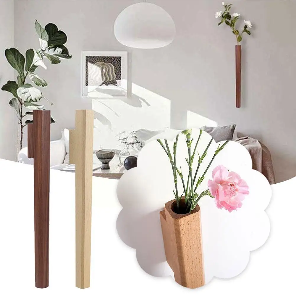 

Nordic Wall Decoration Light Luxury Solid Wood Flower Room Hanging Japanese Bohemian Vase Insertion Wall Living Decoration N6P5
