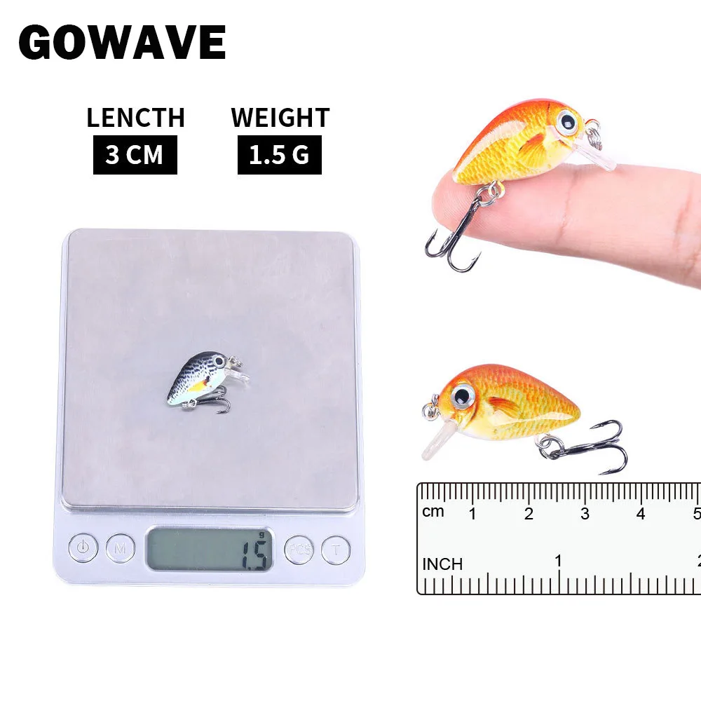 GOWAVE 1/5pcs Mini Crankbait Kit 1.5g 2g Artificial Hard Bait Bass