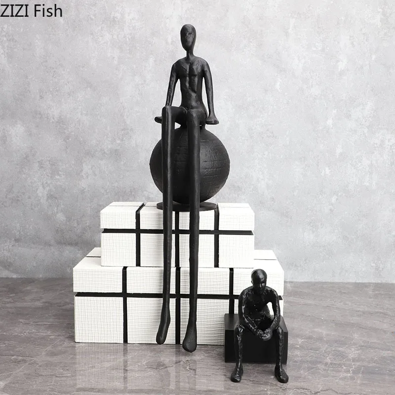 Creative Longlegged Thinker Character Resins Sculpture Desk Decoration