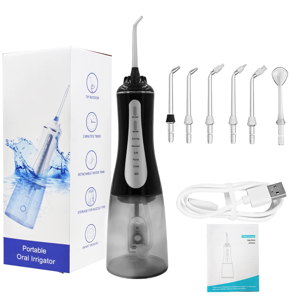 

Oral Irrigator Portable Dental Water Flosser USB Rechargeable Water Jet Floss Tooth Pick 350ml Tank IPX7Waterproof Teeth Cleaner