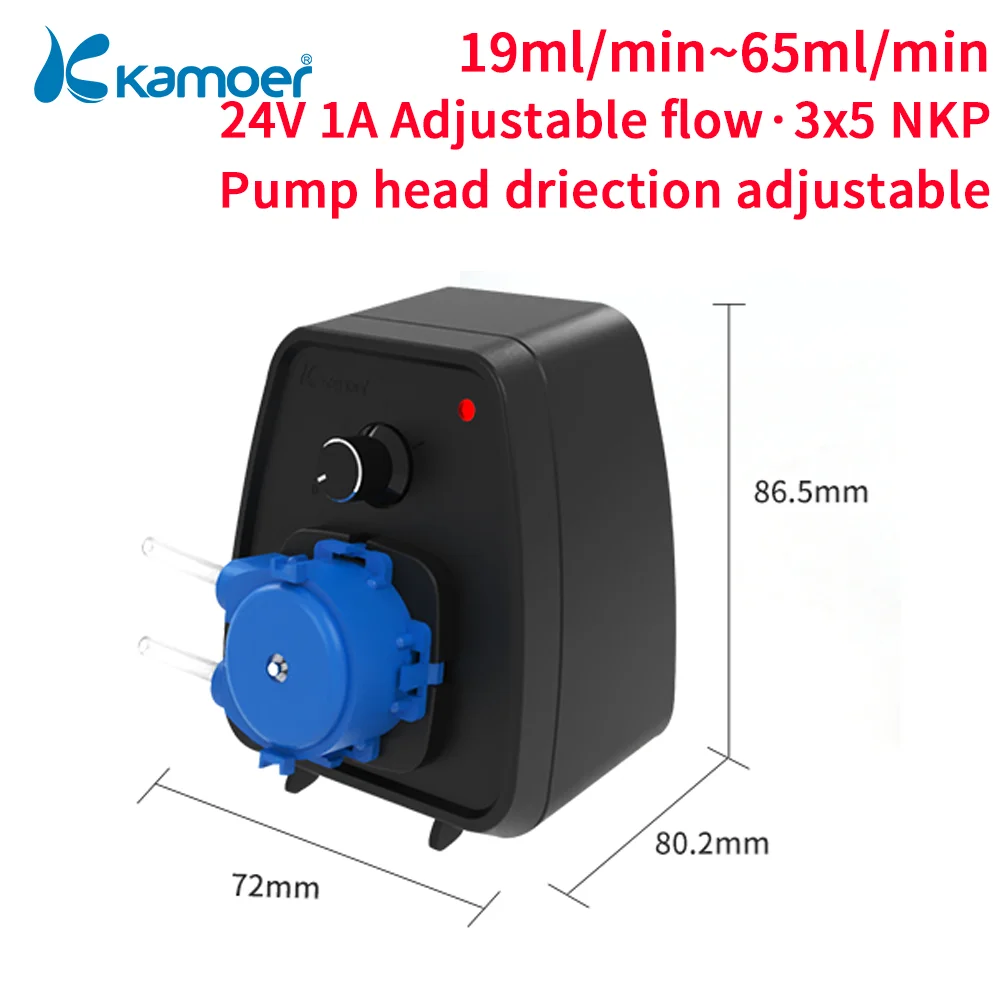 Kamoer-super Mini Bomba Peristáltica Kcp-x Motor de 24v dc Bomba Autoescorvante com Fluxo Ajustável 19 a 65 ml Min Bomba de Dosagem