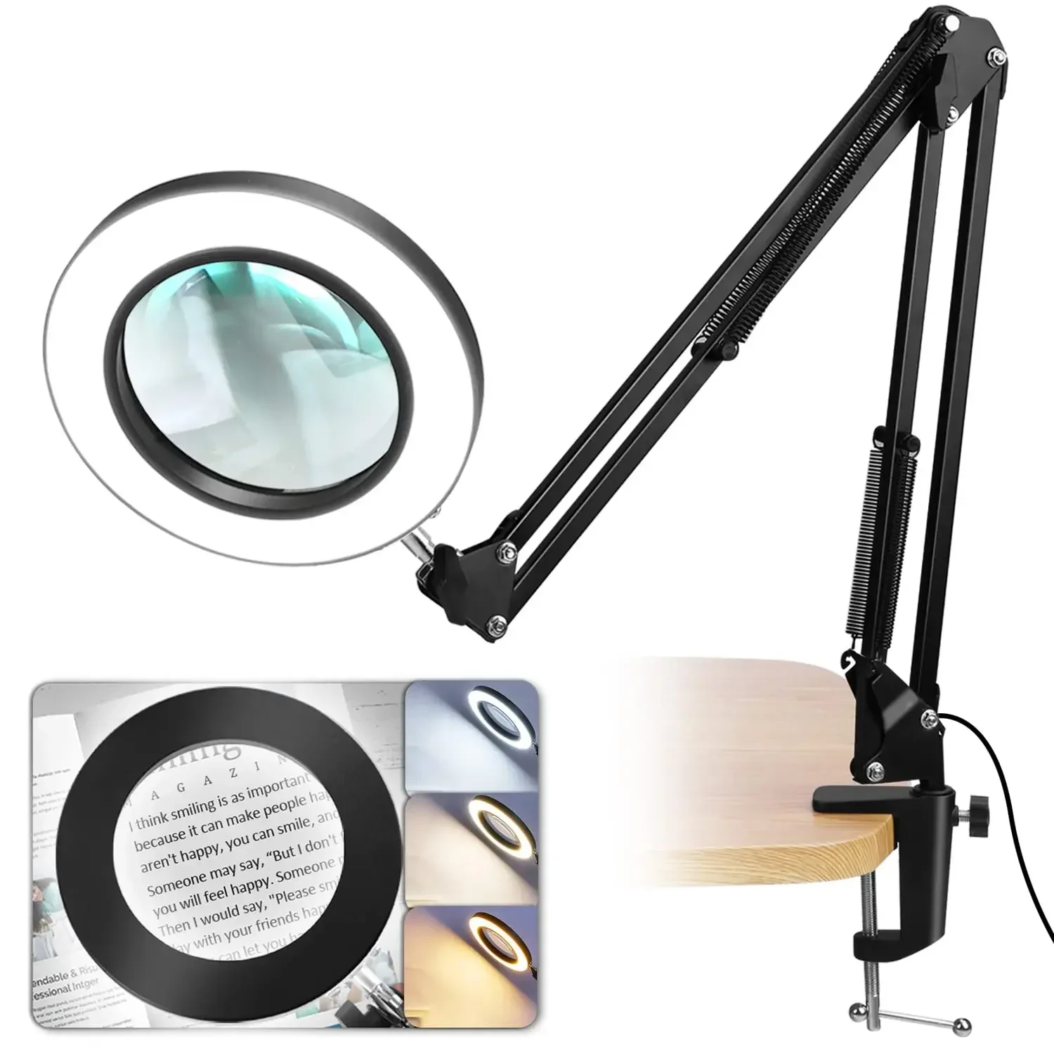 10X Beauty Magnifying Lamp with Light Stand Illuminated Magnifier Light 3  Color Modes for Crafts Repair Works - AliExpress
