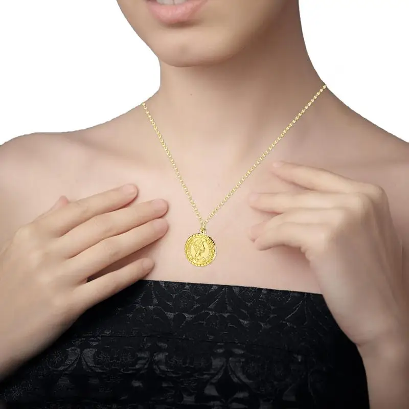 Queen Elizabeth Pendant Necklace Queen Elizabeth II Gold Coin Necklace