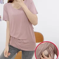 Cotton Maternity Nursing Tops Pregnant Clothes Breastfeeding T-shirt Pregnancy Maternity Tops Tees Soild Colour Summer Shirt 1