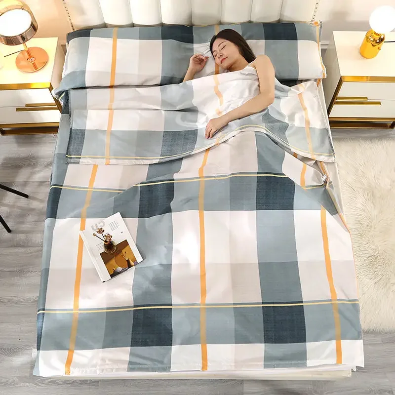 100% Cotton Anti-dirty Hotel Sleeping Bag Single Double Travel Soft Bed Sheet Portable Travel Adult Sleeping Bag 5