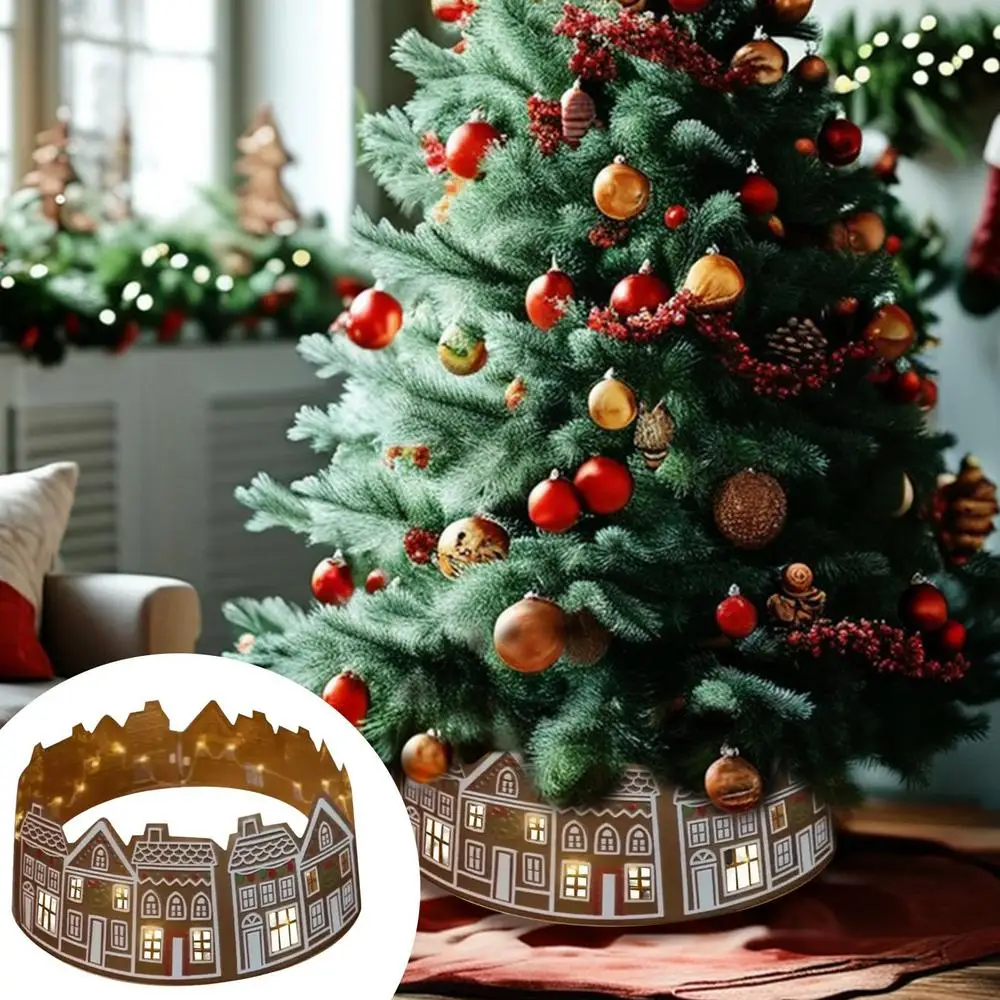 Description Picture 5 of item66cm/72cm LED Christmas Tree Collar PVC Gingerbread House Christmas Tree Skirt Base Stand 2025 New Year Party Decorations