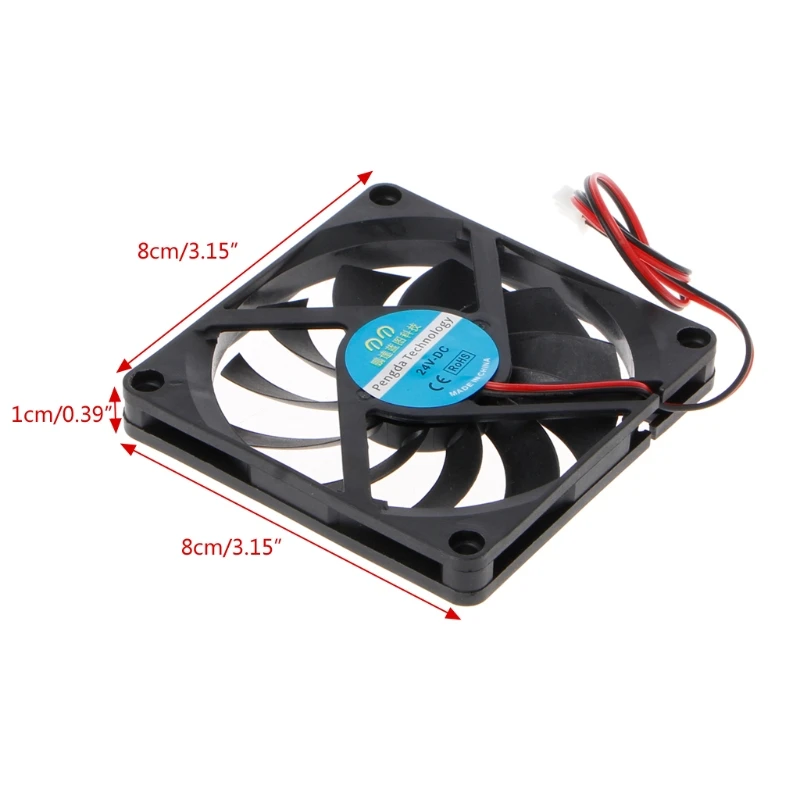 

80mm Sleeve Bearing Silent Cooling Fan for DC 24V 2Pin 8010 for DC Brushless Quiet for 3D Printer PC Computer for Case