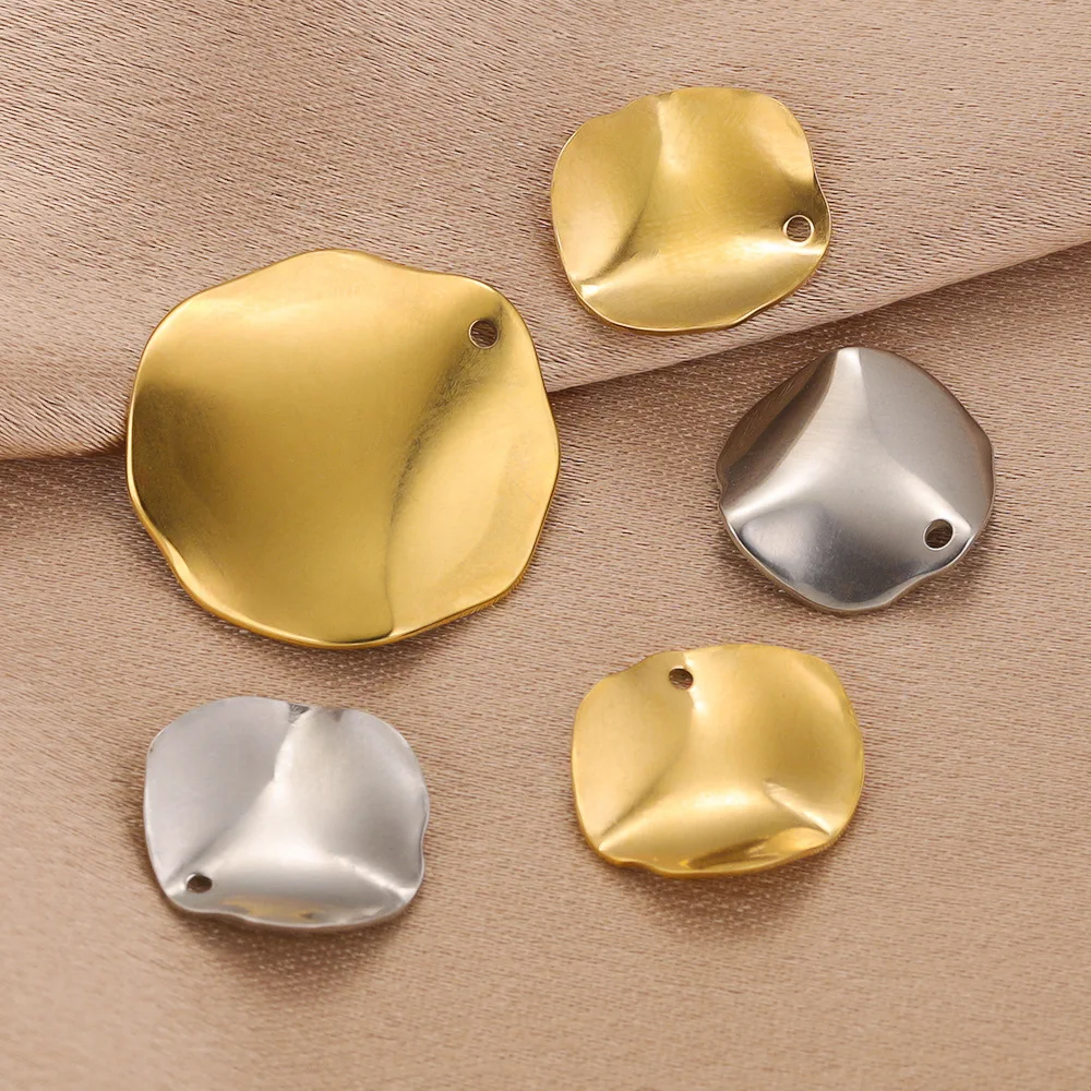 Stainless Steel Curved Hammered Irregular Dangle Pendant DIY Geometric Jewelry 1