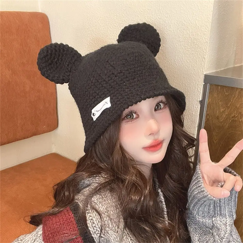 

Crochet Knitted Knitted Buket Hat Fashion Warm Soft Fisherman Hat Skull Hat Women