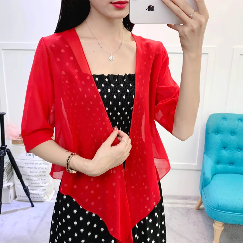 Lace Bolero Women Open Front Party Dress Cape Shrug Ladies Chiffon Cardigan Wedding Jacket Bridal Wraps Shawls Black Red White