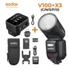 Godox V100 TTL HSS Li-ion Round Head On-Camera Flash Light 100Ws Wireless Transmission Speedlite Flash for Canon Nikon Sony Fuji 1