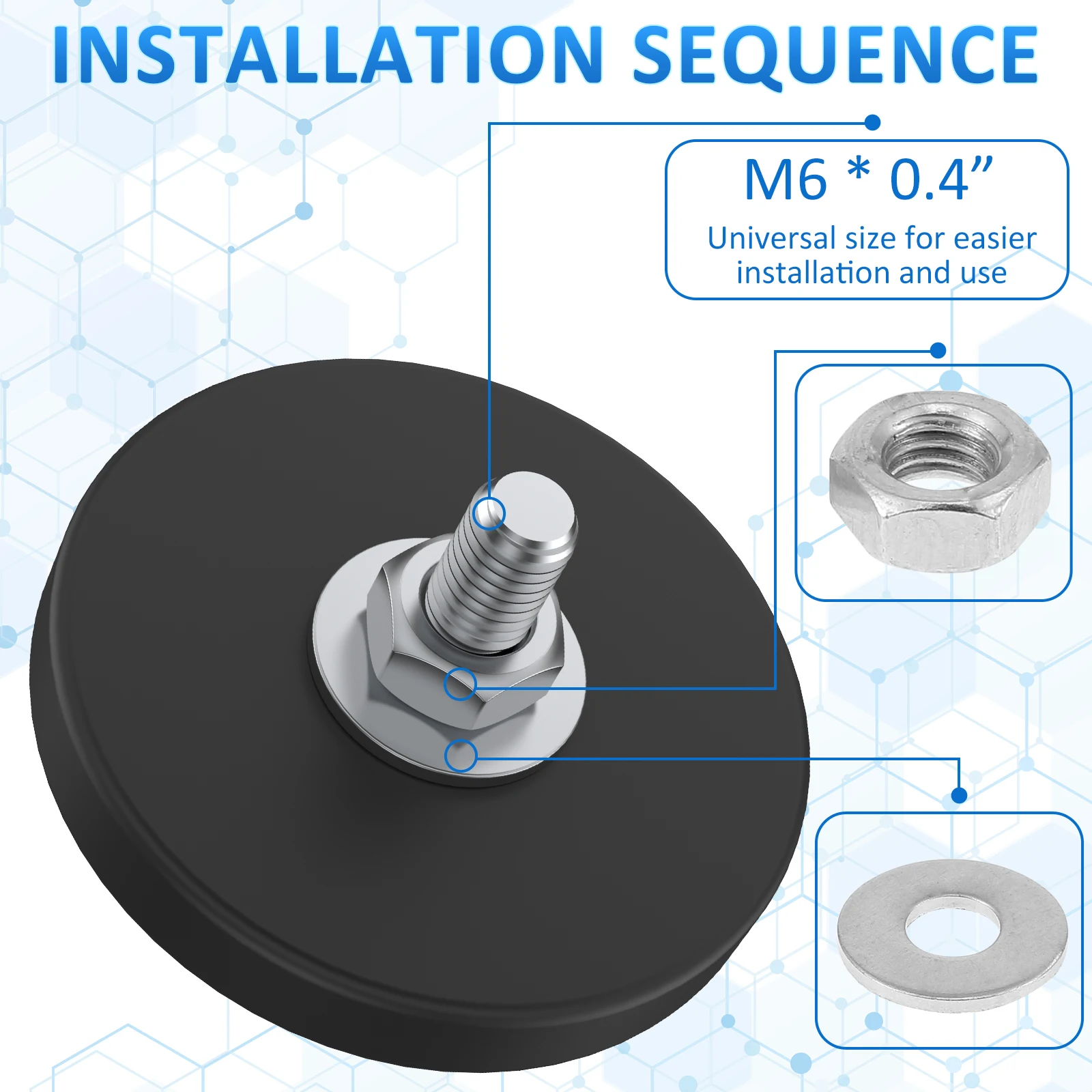 Mounting Magnet 6/12/30Pcs 1.7 Inch Round Neodymium M6 Thread Stud Anti-Scratch For Lighting Bar