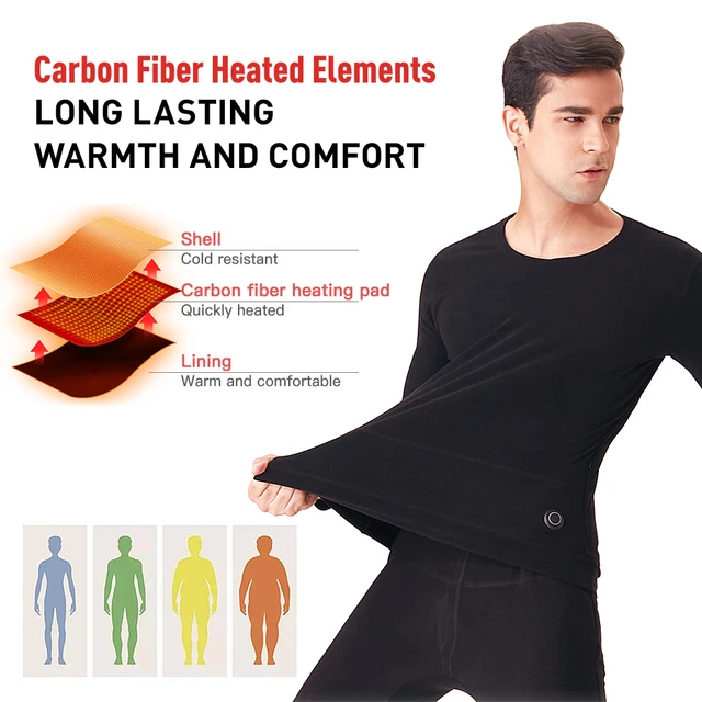 Heated Underwear for Men Women Electric USB Heated Heating Shirt & Pants  Set with 24 Electric