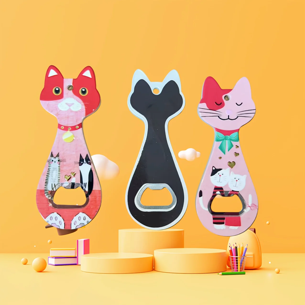 1Pc 고양이 맥주 병따개 주방 거실 냉장고 스티커 장식