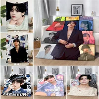 Cartoon Printed Blanket B-BT21S Picnic Blankets Warm Blanket Soft and Comfortable K-Kim taehyungS Home Travel Birthday Gift 1