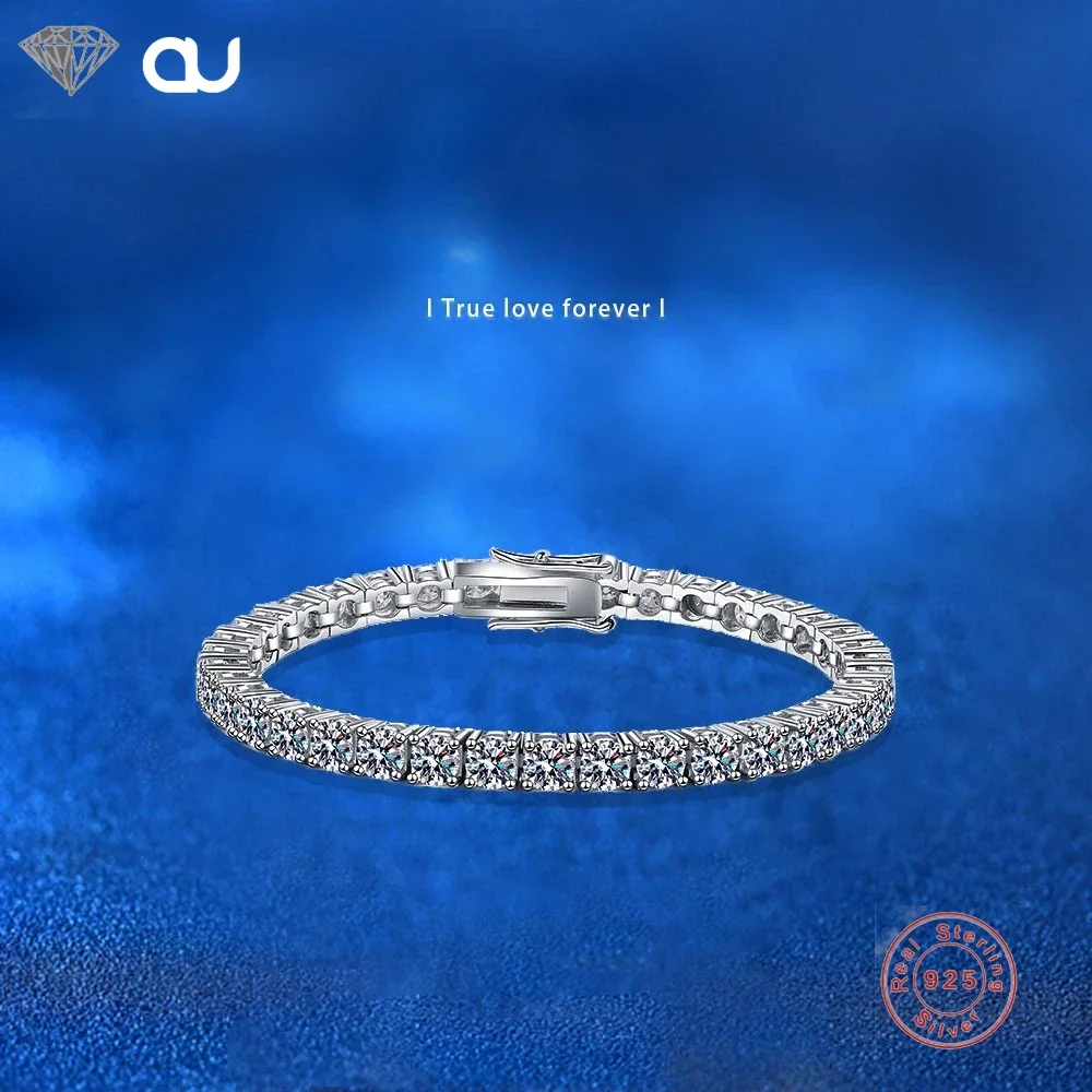 

3/4/5mm Moissanite Tennis Bracelets for Women Men 925 Sterling Silver D Color VVS1 Diamond Bracelet Jewelry Wedding Gift