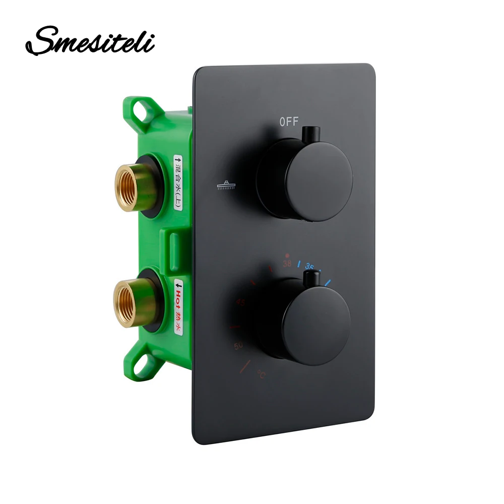 Solid Brass Trim With Volume Theremostatic Mixing Valve 1/2 IPS Female Connections Water Temperature Concealed Control Diverter