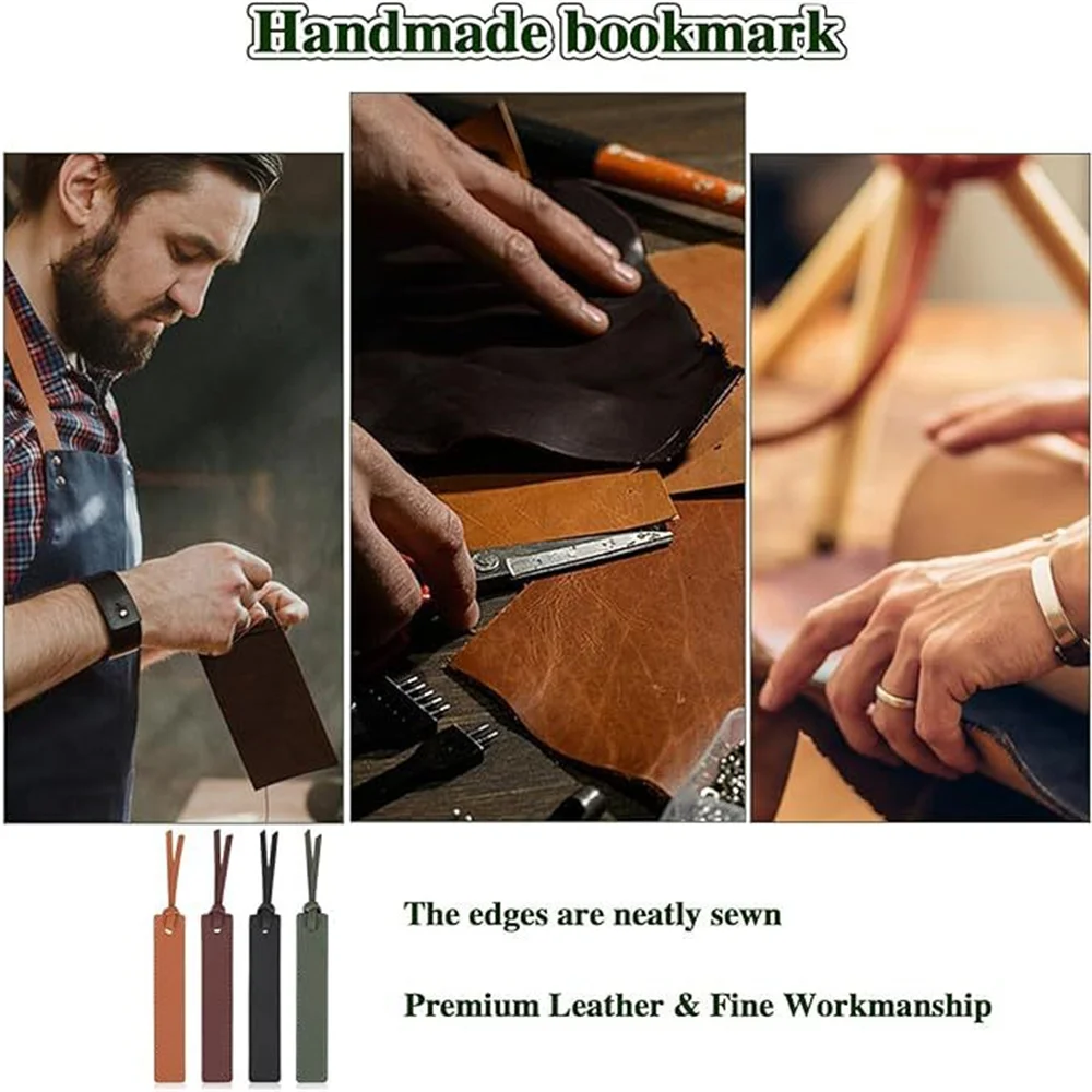 Pu Leather bookmarks stationery supplies leather bookmarks Multi-Color Sewn Book Mark Page Holder Divide Tags Reading Book Clip Student Stationery Accessories