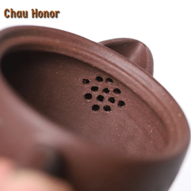 120ml Aesthetic Yixing Purple Clay Teapot Famous Artists Handmade Large Calibre Pot Raw Ore Mud Kettle With Infuser Zisha Teaset