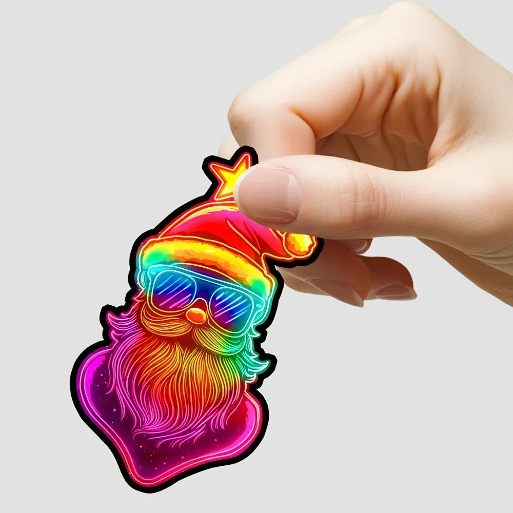 1세트 네온 크리스마스 자동차 오토바이 스티커, 자동차 액세서리용 다채로운 디자인 데칼, 휴일 애호가를 위한 멋진 스티커