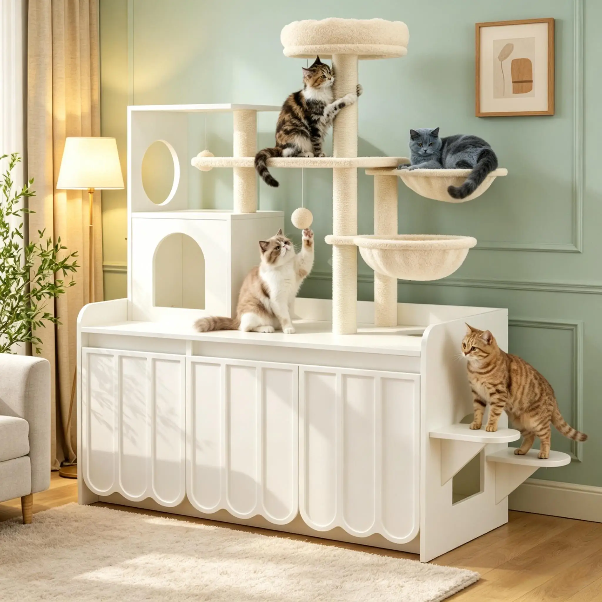 Cat Tree with Litter Box Enclosure 3