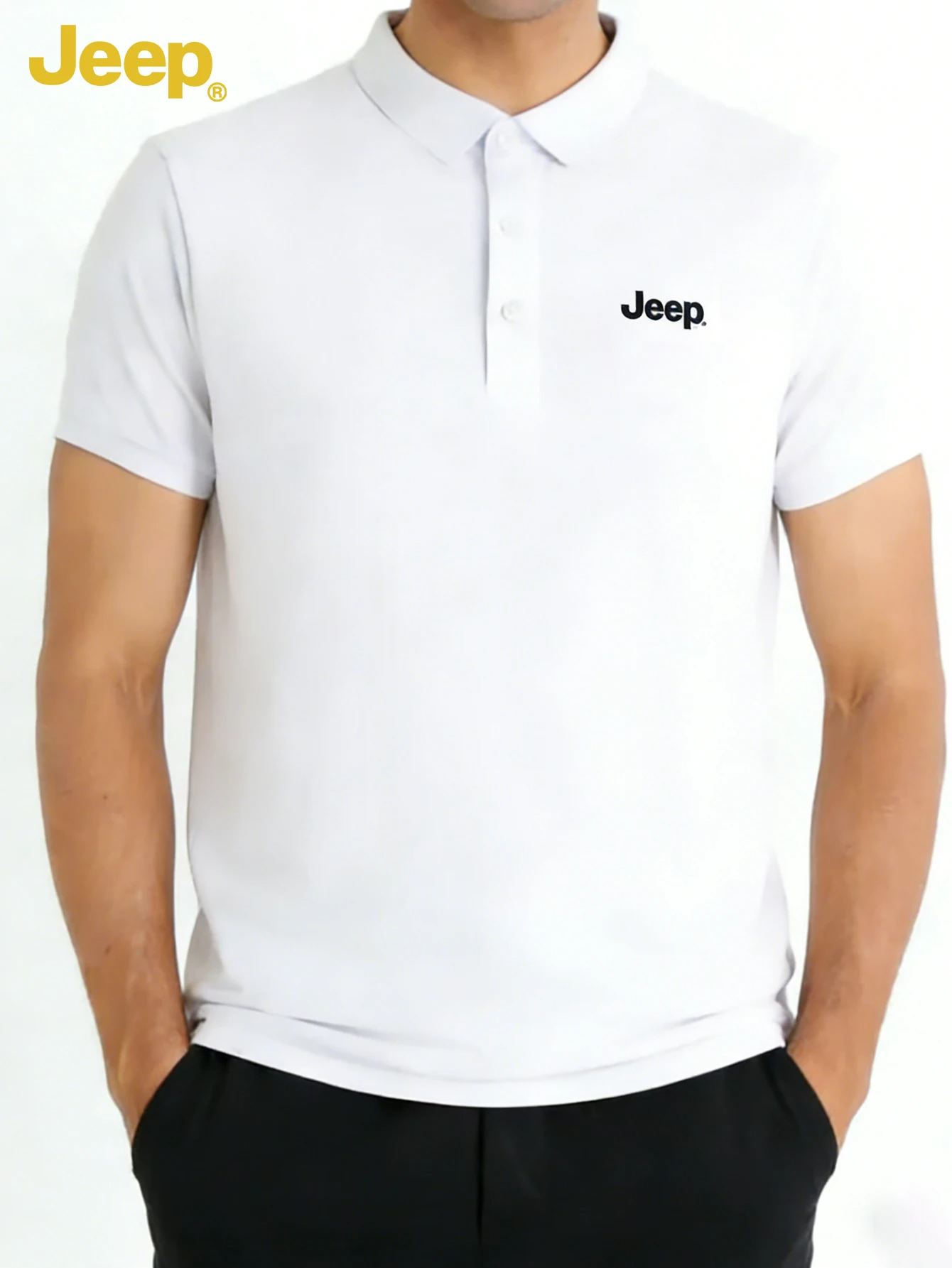 Jeep 남성용 폴로 반팔 스포츠 티셔츠 통기성 야외 러닝 트레이닝 티셔츠 JPCM2588-1