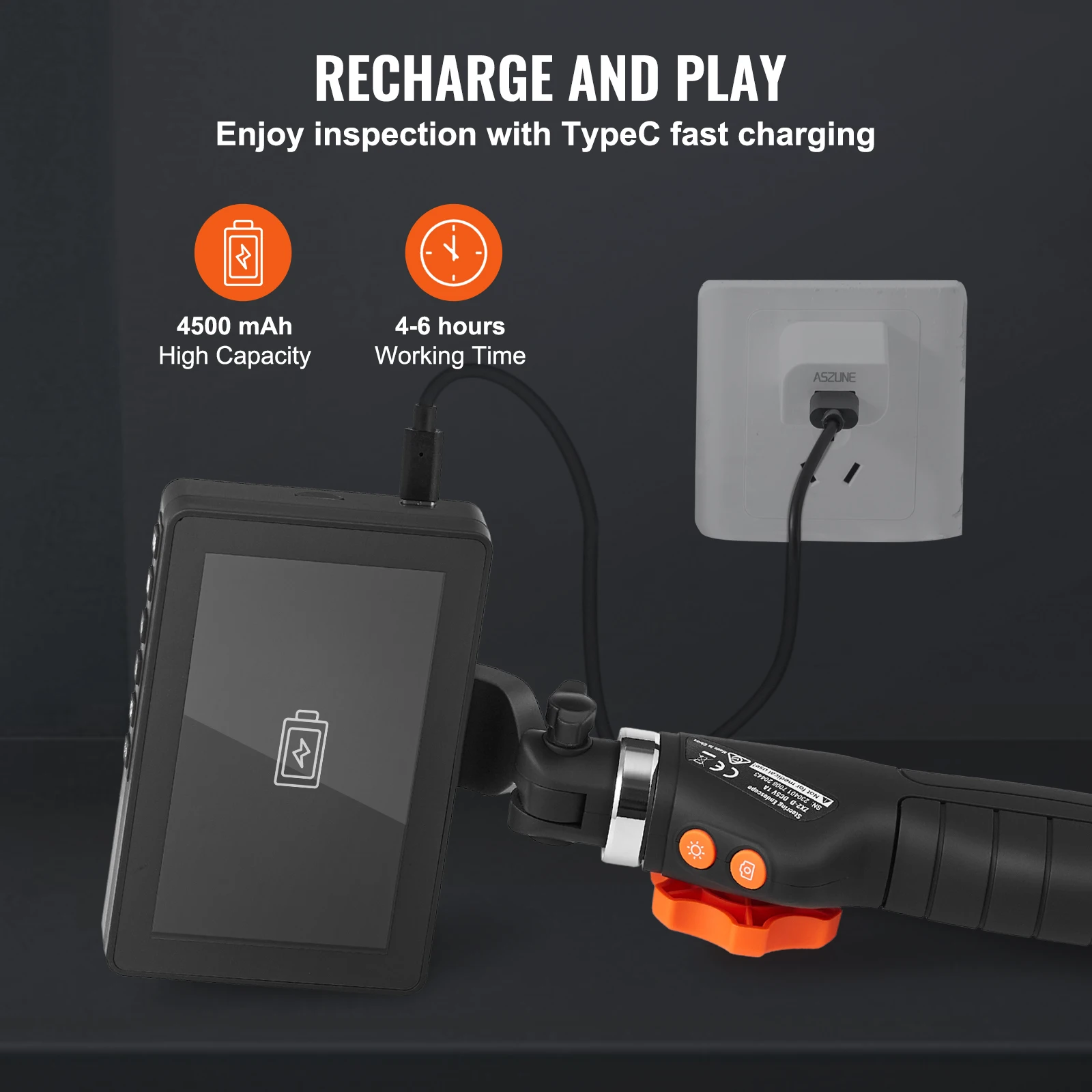 SucceBuy Articulating Borescope Camera w/ Light Two-way Articulated Endoscope Inspection with 6.4mm Tiny Lens 5"IPS 1080P Screen 6