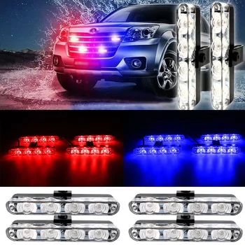 Luci di emergenza 4 in 1 per griglia anteriore auto, luci LED lampeggianti multimodali, luci auto 12V rosse e blu per auto, camion, furgoni, SUV