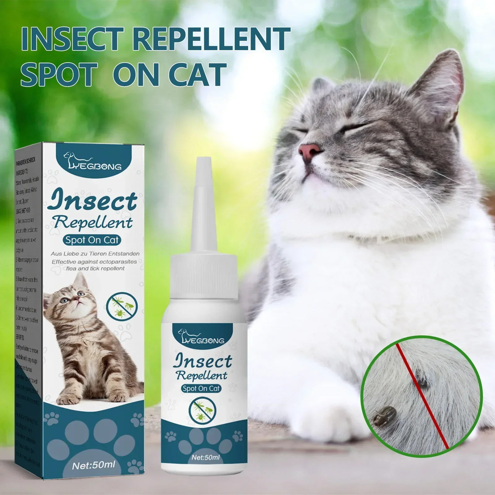 Anti-flea Tick Agent for Pets, Insect Repellent for Cats and Dogs, Skin Cleaning Lice and Tick Drops in Vitro.