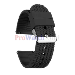 Men's Waterproof Soft Rubber Sport Watch Band Bracelet in Durable Silicone - 18mm (Black)