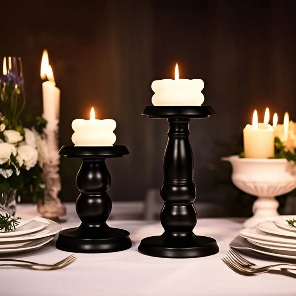 Candle Containers Black Metal Candle Holders Iron Art Retro Vintage Candlestick Stand Candle Stand Wedding Party Birthday