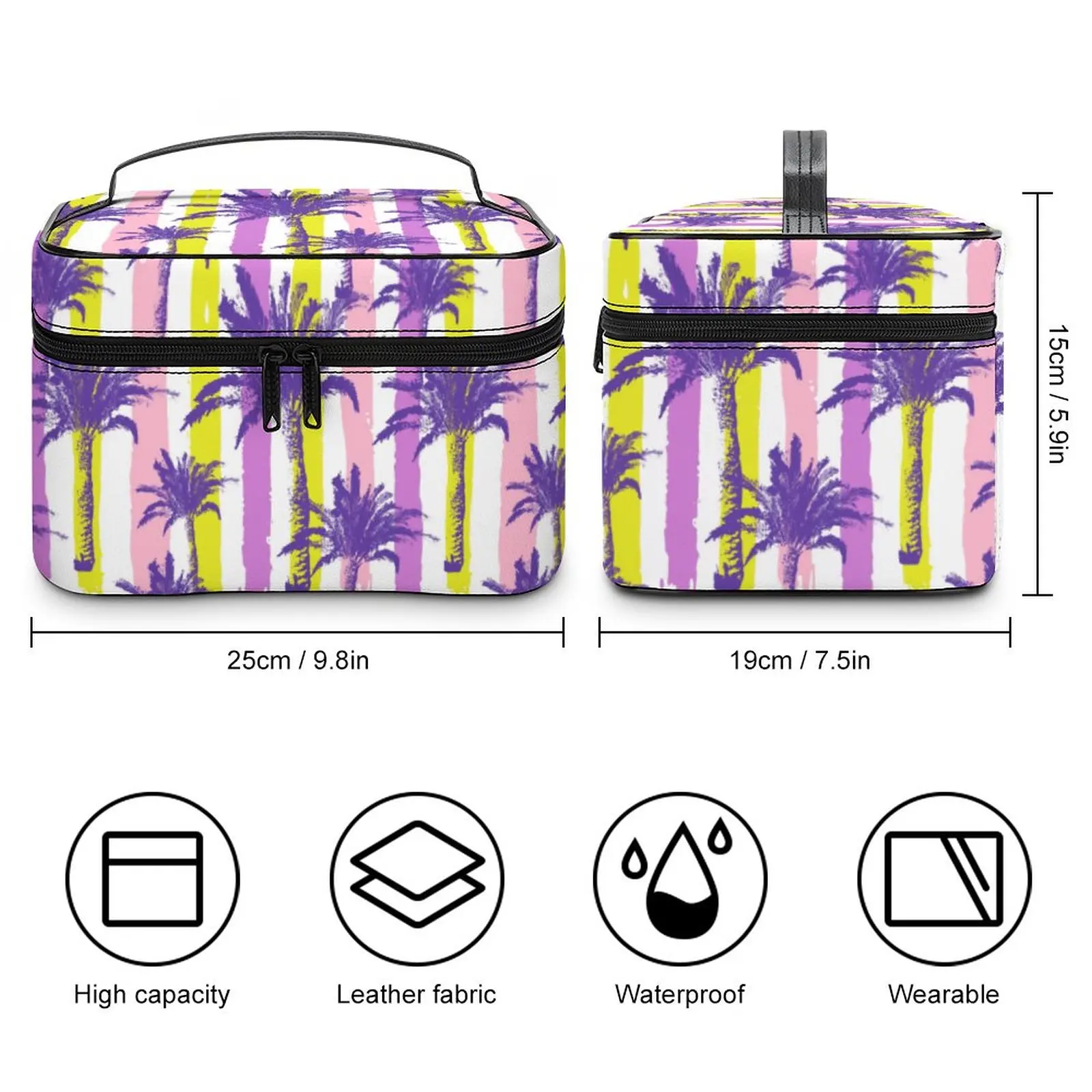 Customized Pattern Makeup Bag Painted Coconut Tree Makeup Bag Women Multifunction Cosmetic Bag Toiletries Organizer Storage Bag