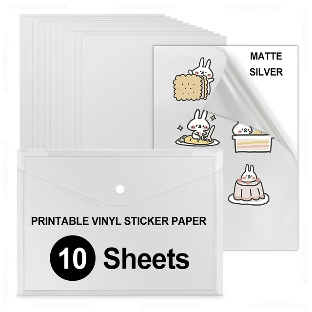 10Sheets A4 Vinyl Sticker Paper White Glossy Matter Waterproof Self-Adhesive  Copy Paper For Inkjet Printer