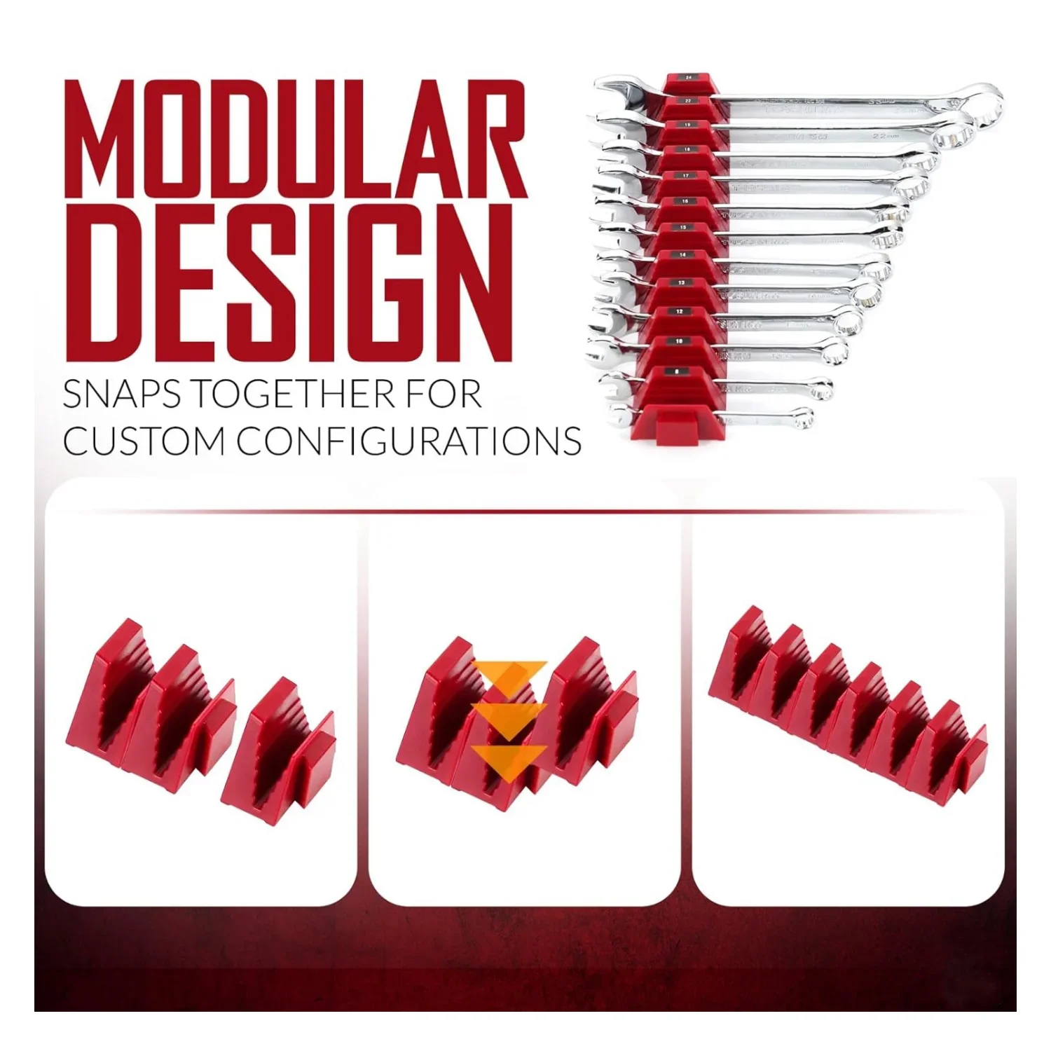 12PCS Magnetic Modular Wrench Organizers for Tool Drawers - Customizable Magnet Tool Storage Holder for Tool Box Organization