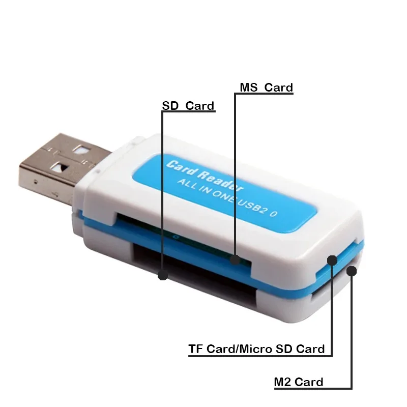 Card Reader USB 4 in 1 Card Reader, for M2 SD SDHC DV Micro SD TF Card Slot