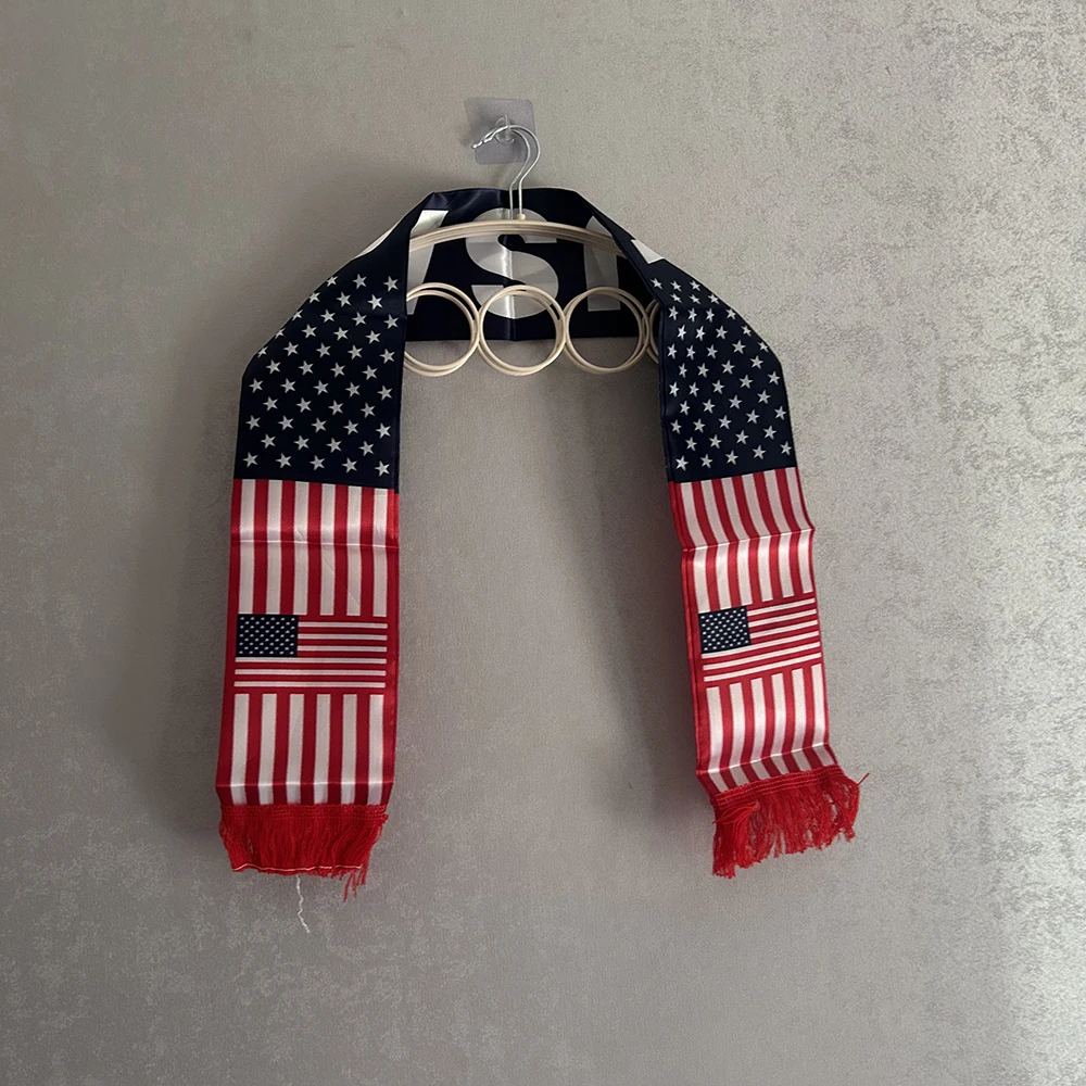 USA Scarf 14x135cm Double-sided Printed United States Flag Satin America Scarf Suitable for 2026 world cup Sports Events - Image 6