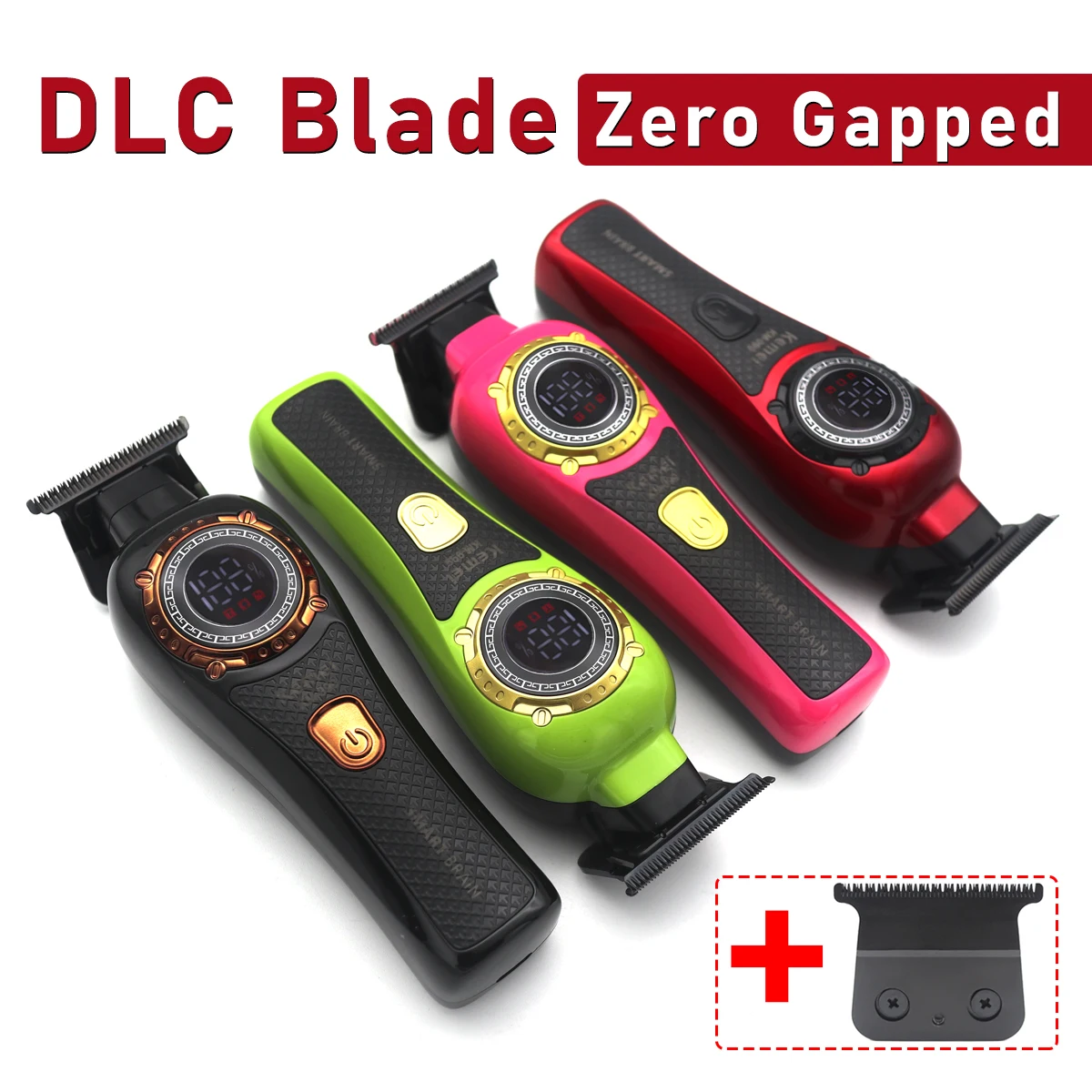 Beard Trimmer Kemei 999 Professional for Men DLC T-Blade Zero Gapped LED Display Cordless USB Hair Clipper Finishing Machine