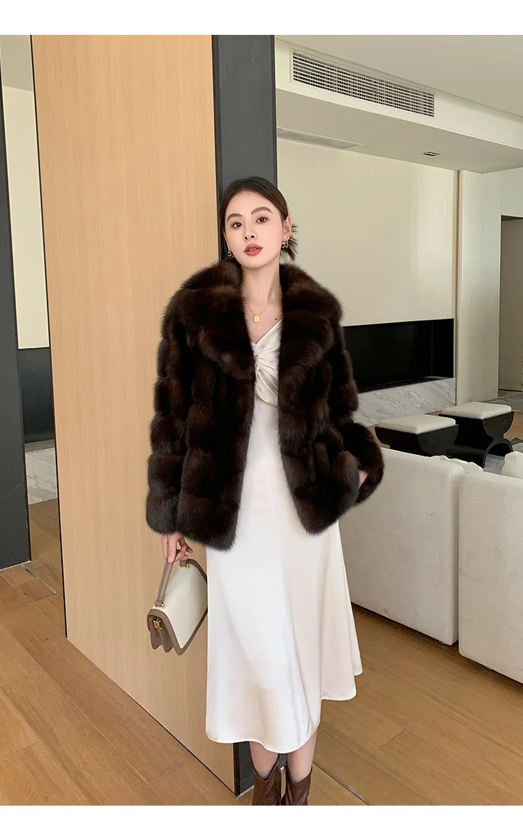 LAULÉN ブラウンファーコート 女性のためのフェイクファーコート、厚い、ブラウン、暖かい、冬