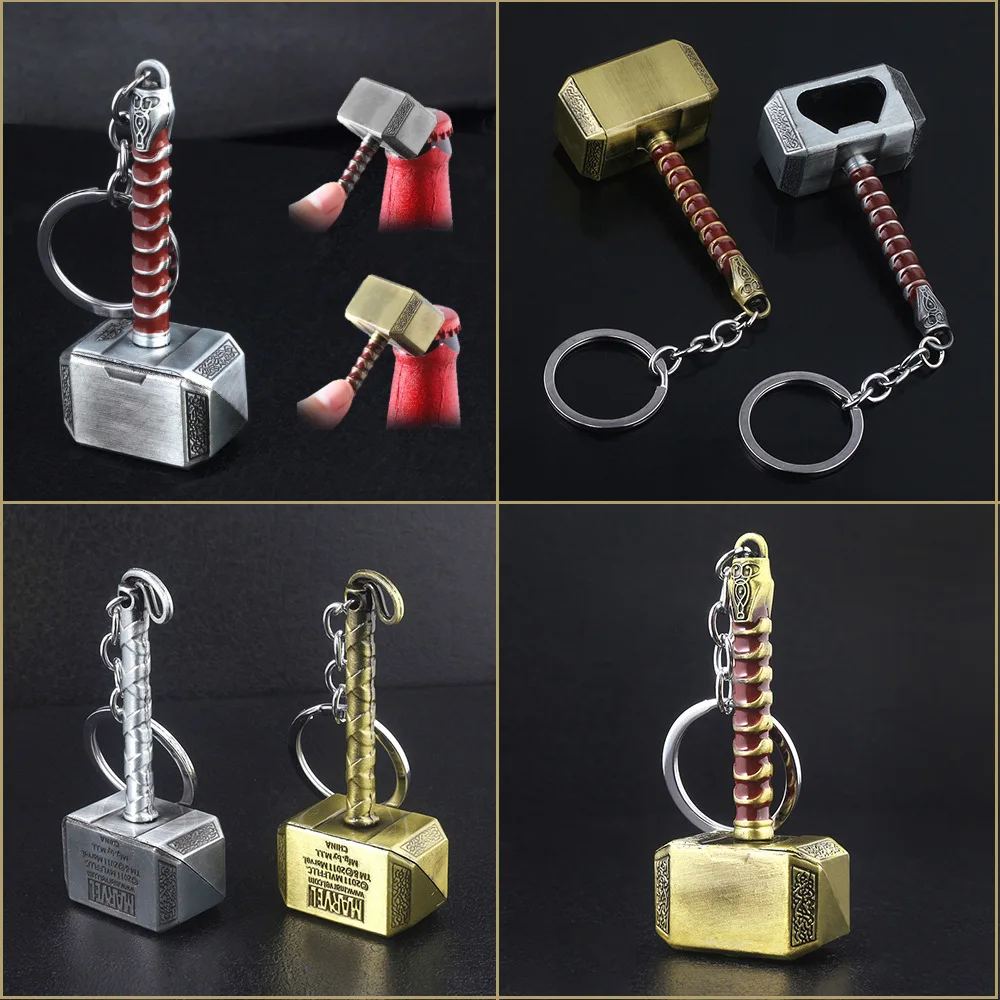 Disney Marvel The Avengers Thor Hammer Metal Key Chain Keyring For Men Women Key Holder Car Keychain Accessories Backpacks Gift key rings