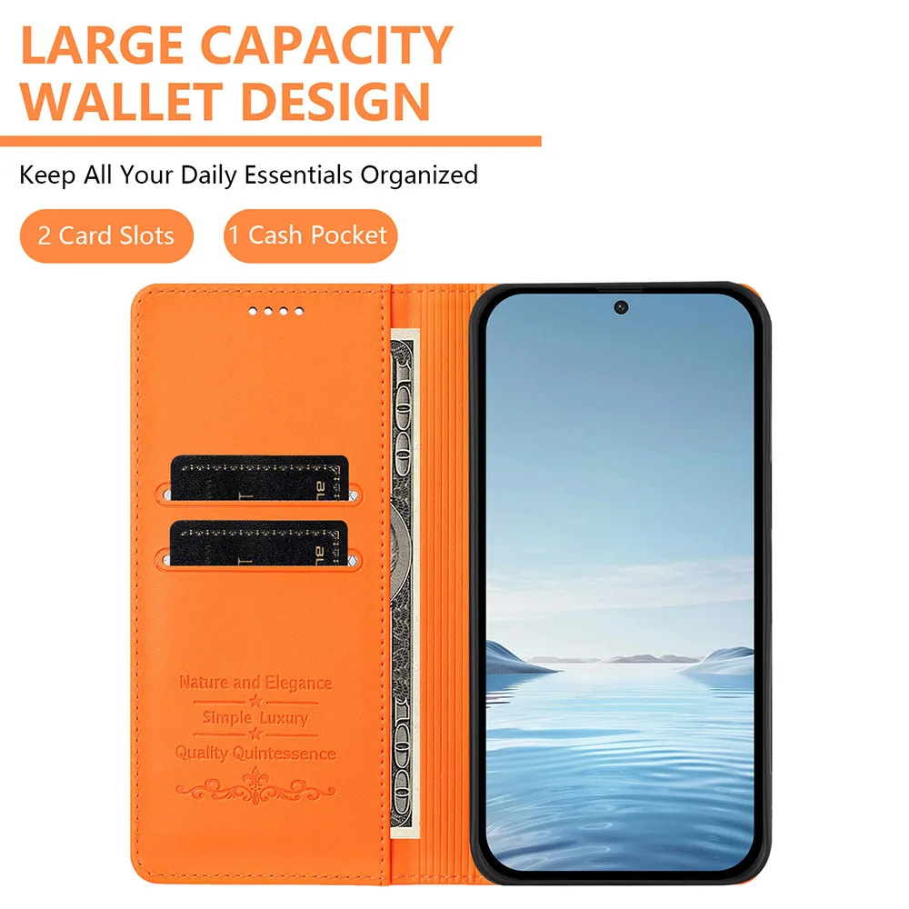 Premium Magnetic Leather Flip Wallet Case - Elegant Back Cover