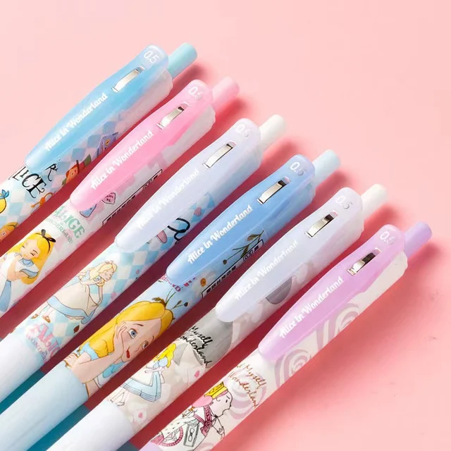 Stylo gel de la série Disney Alice Roaming in Wonderland, stylo signature  de presse, fournitures scolaires mignonnes, édition limitée, étudiants, 5  pièces