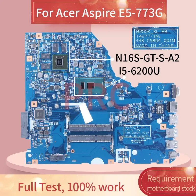 

For ACER Aspire E5-773G i5-6200U Laptop Motherboard N16S-GT-S-A2 14277-1M SR2EY DDR3 Notebook Mainboard