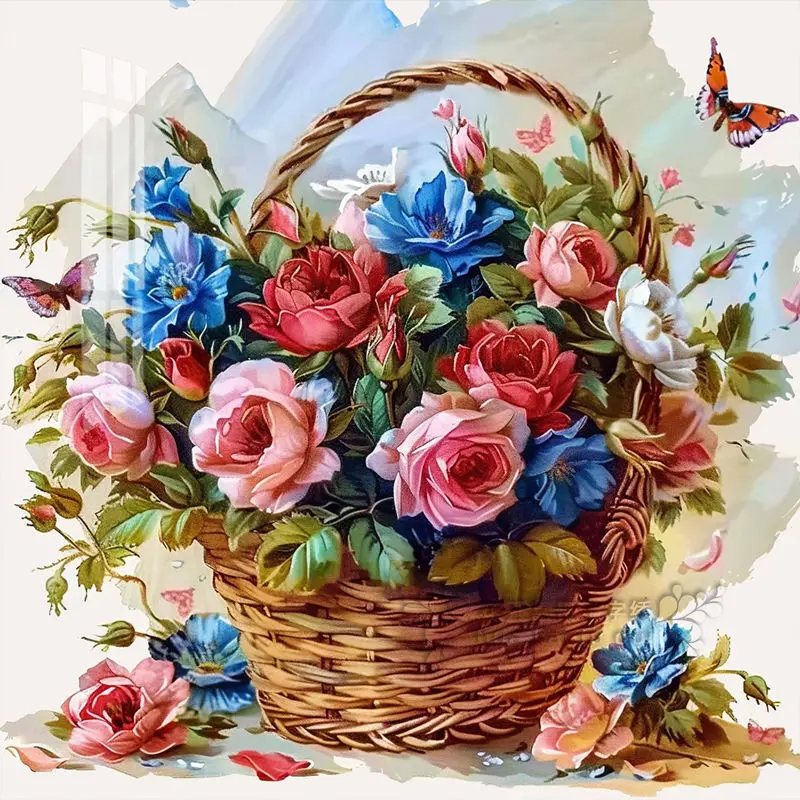 Handmade cross stitch completes wall flower home decoration. Pre paid deposit link for shipments within 2-5 months