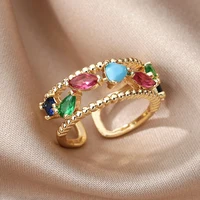 Colorful Zircon Square Rings For Women Stainless Steel Multi-Layer Ring 2023 Trending Wedding Aesthetic Jewelry Gift anillos - Image 4
