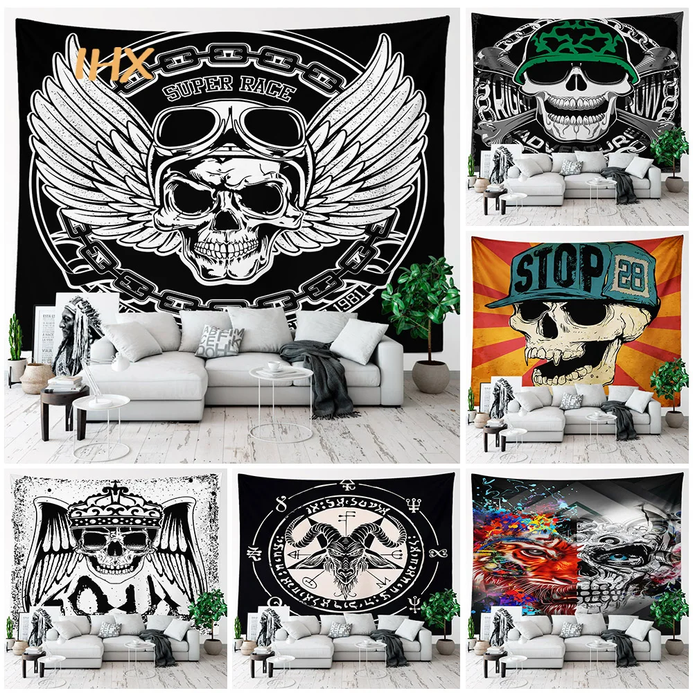 

Skull Tapestry Wall Hanging Room Decor Hippie Black White Mandala Witchcraft Supplies Tapestry Bedroom Home Decoration Aesthetic