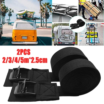 강력한 래칫 스트랩, 수하물 가방, 화물 래싱 아연 합금 프레스 버클 고정 스트랩, 블랙 고정 스트랩, 2 팩, 3 팩, 4 m, 5m * 2.5cm