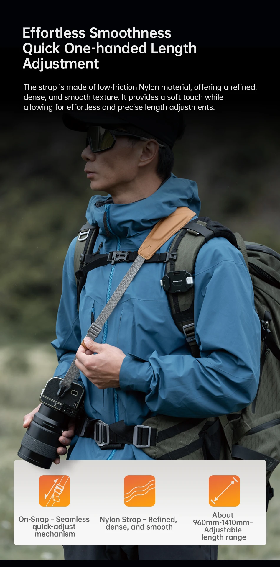 Quick Magnetic Buckle Shoulder Strap for DSLRs Telephoto Lenses for Outdoor Phot