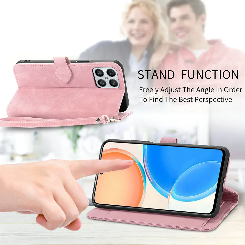 Leather Zipper Wallet Flip Case with 360° Protection