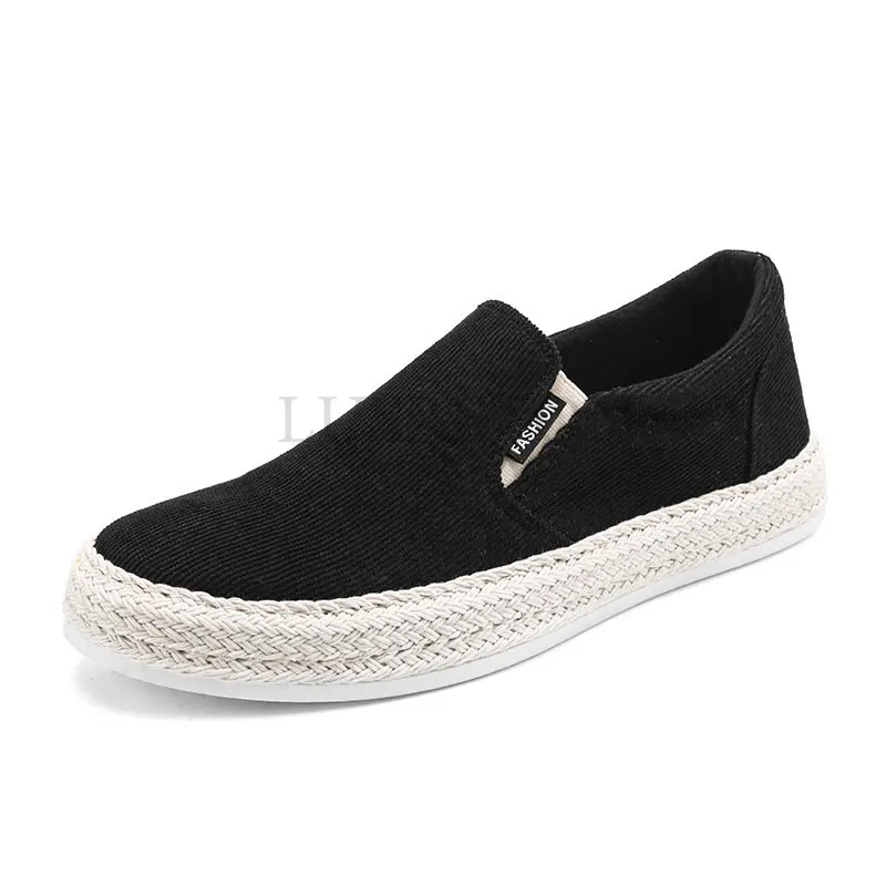 

Platform Men Loafes Classic Green Flats Fisherman Shoes Slip on Casual Shoes Breathable Canvas Footwear Male Espadrilles